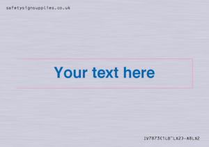 Custom blank information sign. Blue text, plain background